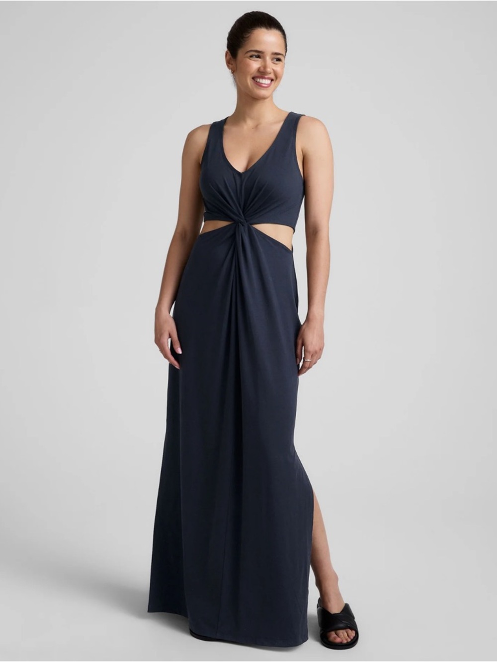 NWT Beyond Yoga Maxi Around The World Front Twist Dress Nocturnal Navy XS